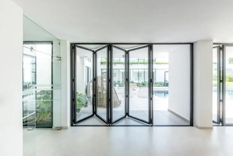 Aluminium bifold doors in a bright living room