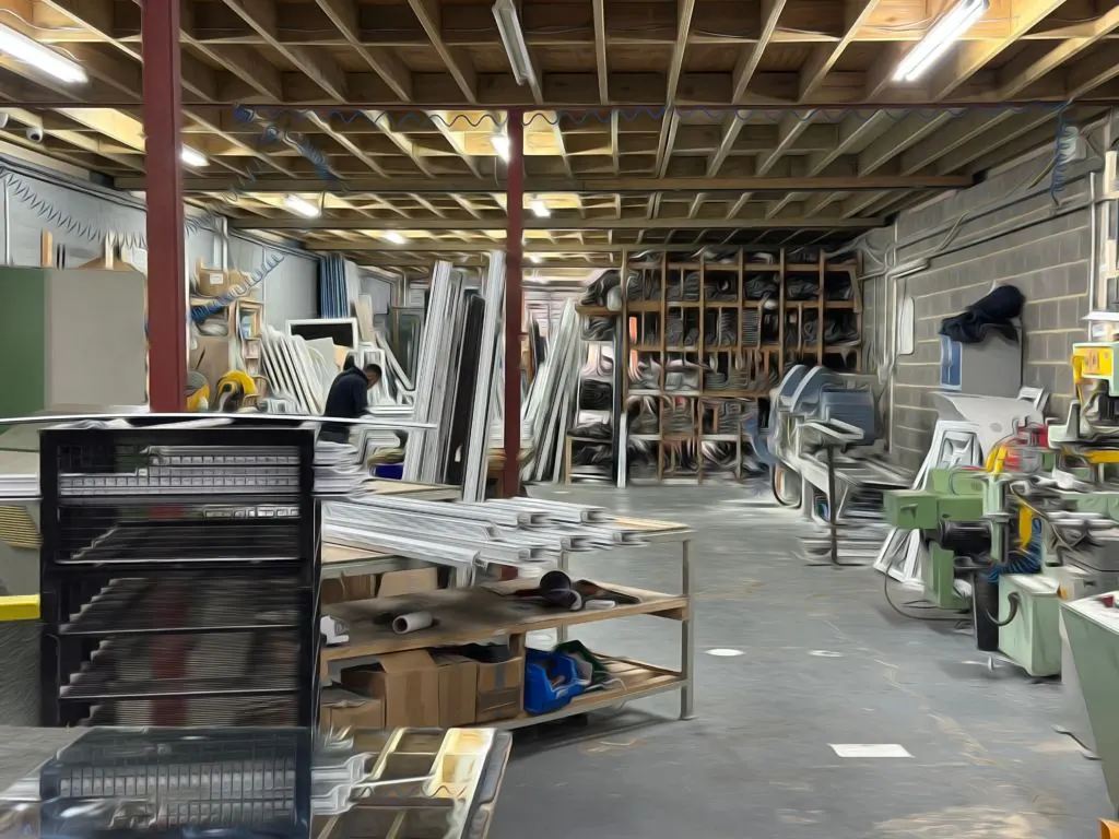Window frames being fabricated at the Ada Windows factory